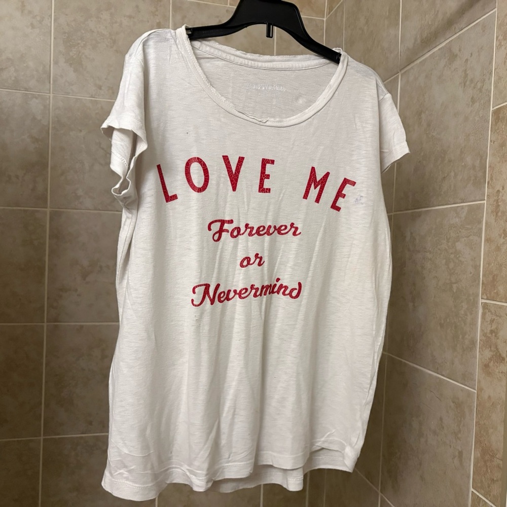 Zadig & Voltaire Love Me Distressed Shirt, Sz Small